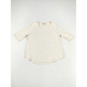 Ann Taylor Loft Top Womens Large Cream 1/4‎ Sleeve Minimalist ClassicCore Basic